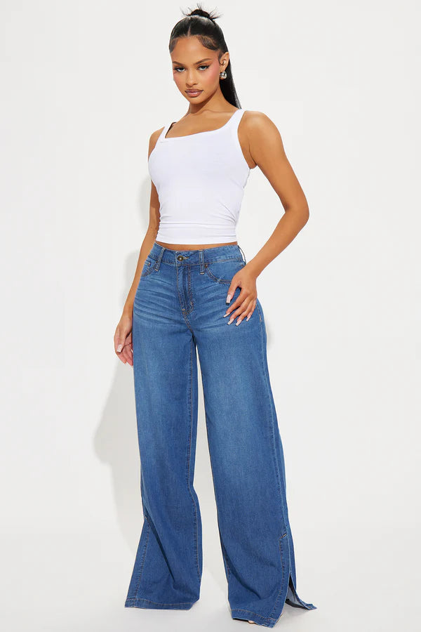 ZARA MID WASH HIGH RISE JEANS