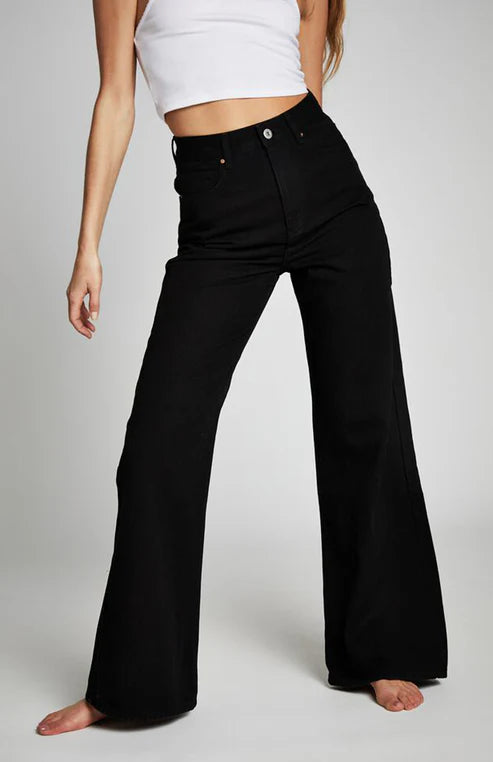 Baggy Palazzo Wide Leg Jeans - Black