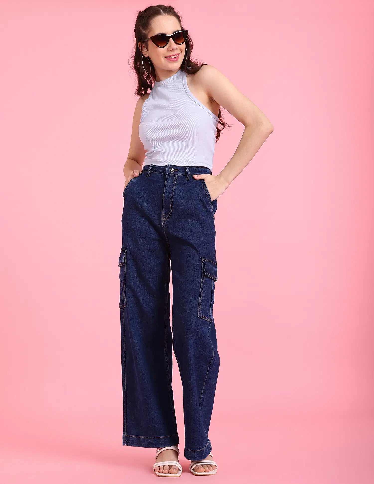 Baggy Wide-Leg Cargo Jeans