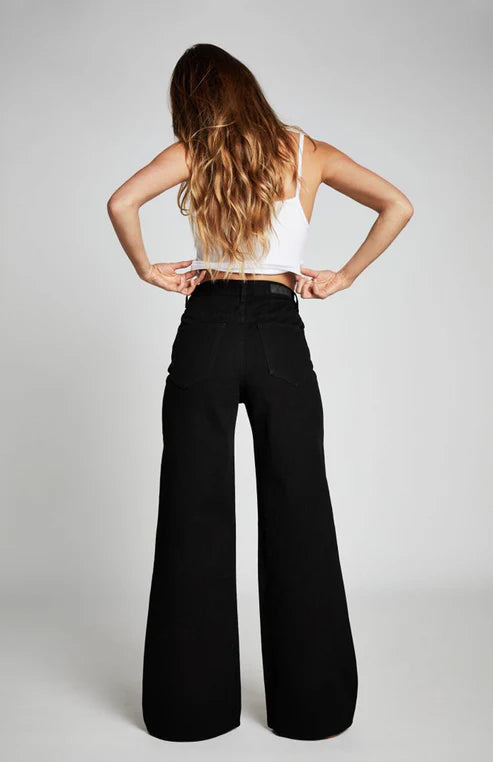 Baggy Palazzo Wide Leg Jeans - Black