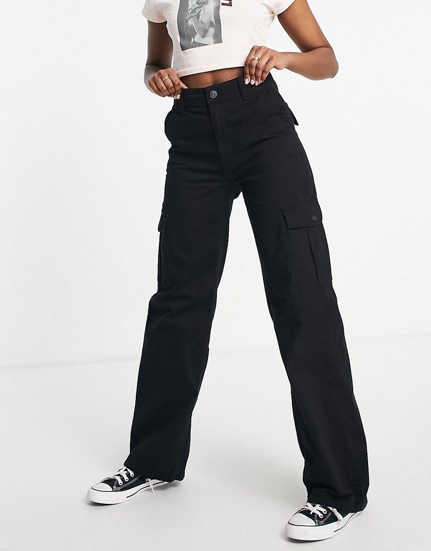 Zara Black Cargo High-Waist Wide-Leg Jeans