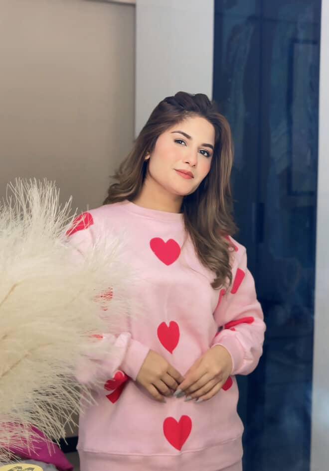 Pink Heart Printed Fleece Cord Set