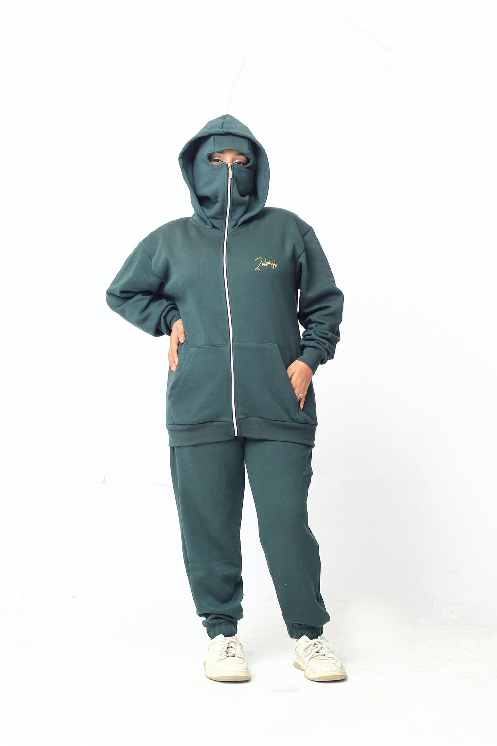 ZAIBAISH FULL-ZIP NINJA FLEECE WINTER TRACKSUIT BALACAVA UNISEX- ARMY GREEN