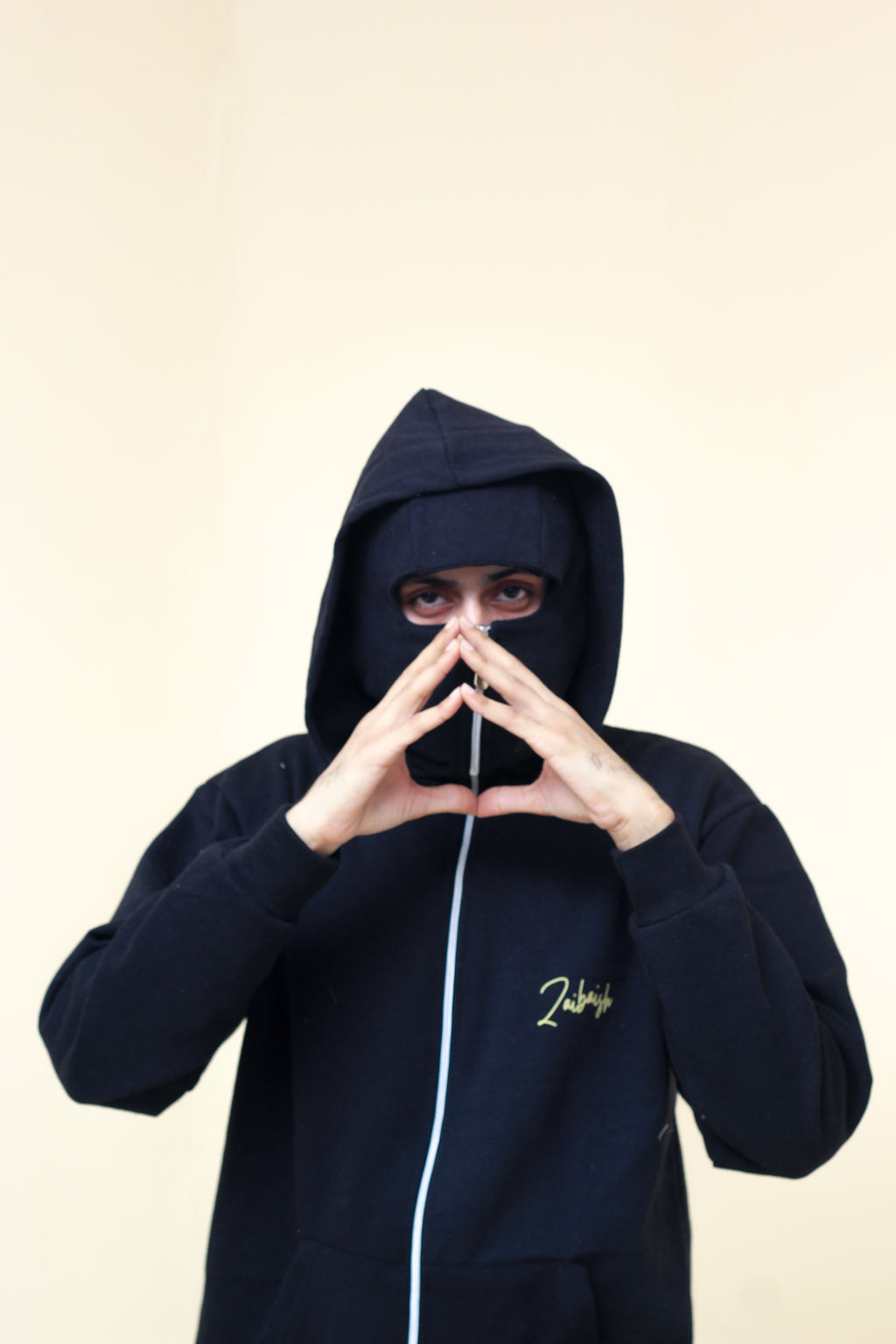 ZAIBAISH FULL-ZIP NINJA FLEECE WINTER TRACKSUIT BALACAVA UNISEX- BLACK