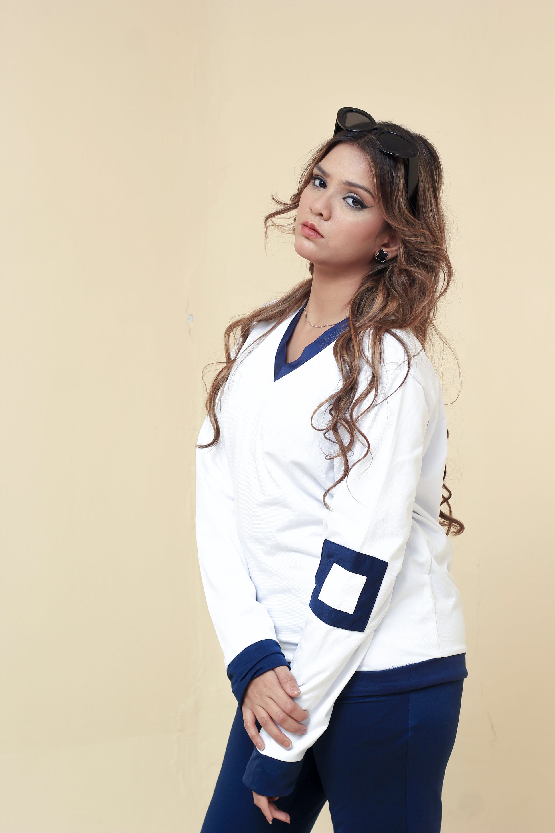ZAIBAISH CLASSIC NAVY-WHITE CO-ORD SET