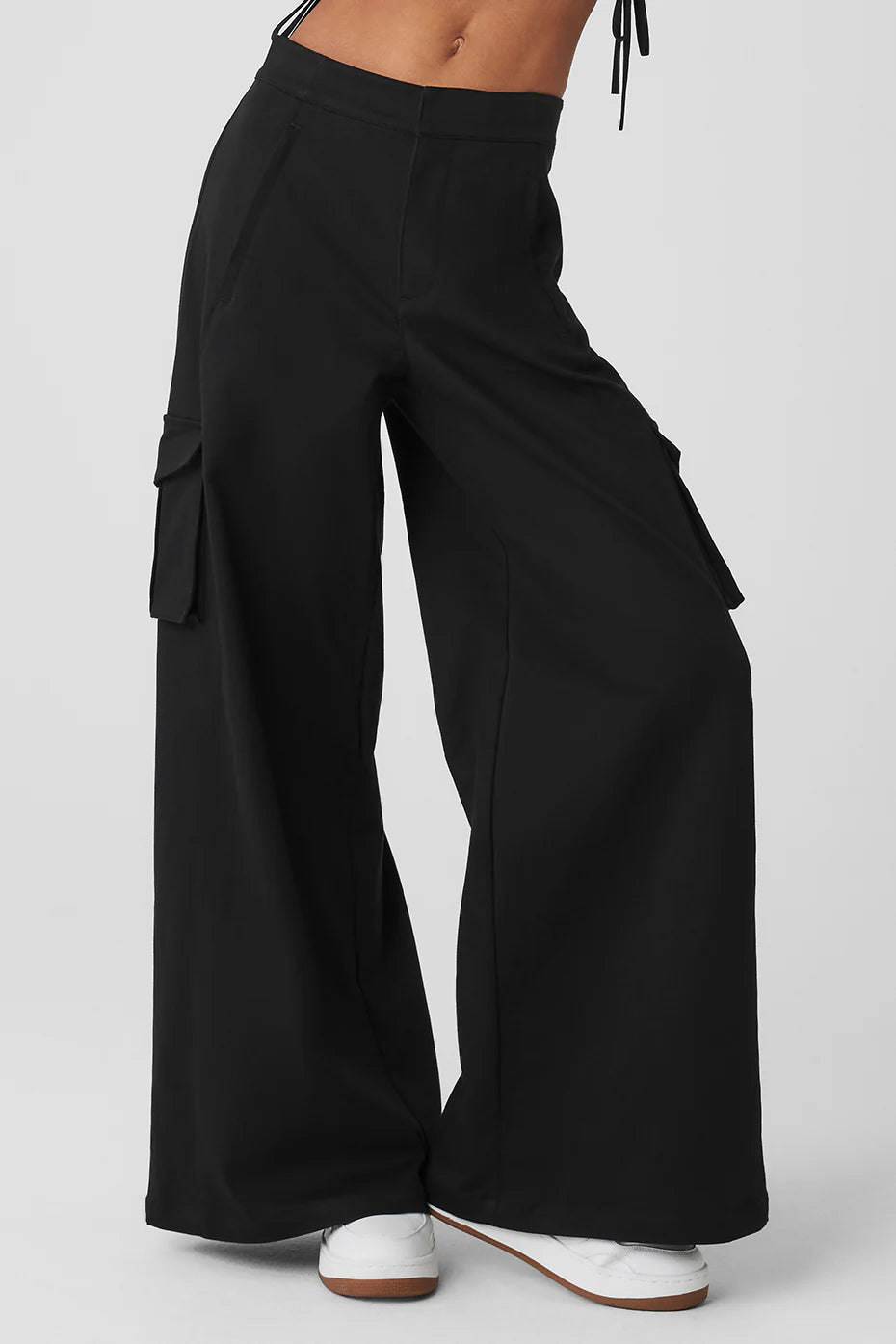 PURE BLACK WIDE LEG CARGO JEANS