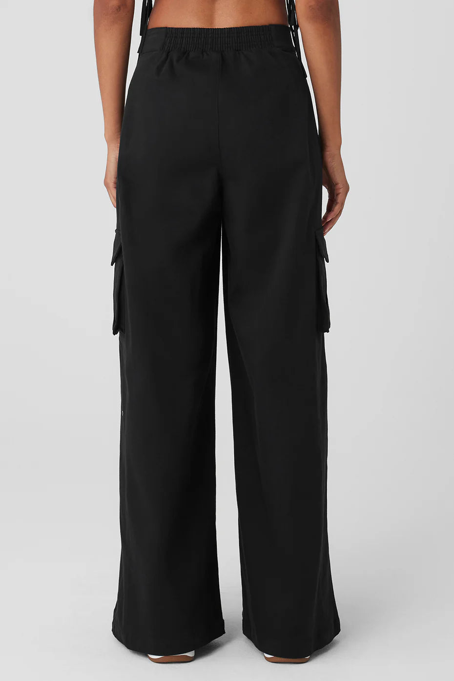PURE BLACK WIDE LEG CARGO JEANS